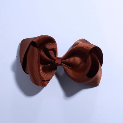 14CM Fashion Large Grosgrain Ribbon Bow For Hair Clips Bowknot Pinwheel Bows For Headband Hair Accessories (10Pcs Brown, With No Clip)