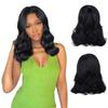 10-Inch Black Curly Lace Front Wig, Medium Length Bob, Heat-Proof Fiber, Invisible Nylon Net view 1