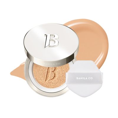 BANILA CO Covericious Ultimate Cover Cushion | Up to 100HR Long-Wear Foundation | 20 Shades for All Skin Tones | Matte & Lightweight Finish | Korean Cushion Foundation (14g / 0.49 oz), 24W SAND