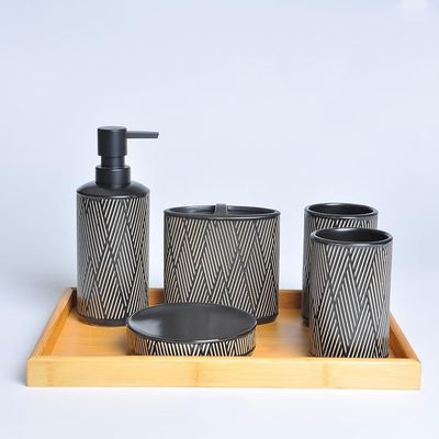 DUYHBAWRS Ceramics Bathroom Wash Set Mouth Cup Wash Toothbrush Holder Cotton Swab Box Bathroom Kit(D)