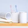 DUYHBAWRS Ceramics Bathroom Wash Set Mouth Cup Wash Toothbrush Holder Cotton Swab Box Bathroom Kit(D) view 3
