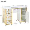 Nail Desk Compatible with Nail Tech, Nail Table Beauty Work Station Tech Station w/Electric Downdraft Vent,Lockable Wheels,Wrist Cushion,7 Storage Shelves & Drawers Compatible with Home Spa Beauty, d view 2