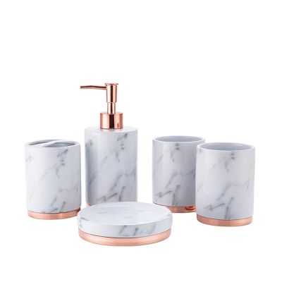 DUYHBAWRS Bathroom Ceramic Five-Piece Couple Dental Cup Life Home Bathroom Supplies Mouthwash Cup Toiletry Set