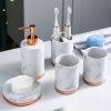 DUYHBAWRS Bathroom Ceramic Five-Piece Couple Dental Cup Life Home Bathroom Supplies Mouthwash Cup Toiletry Set view 3