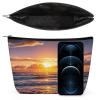 HJUQNGF Beach Sunset Waves Cosmetic Bag Portable Toiletry Bag Large Capacity Travel Makeup Bags Beauty Makeup Organizer for Full-Sized Shampoo Conditioner Brushes Set Makeup Accessories view 3