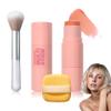 Cream Blush Stick with Brush and Makeup Sponge,Waterproof Multi Cream Makeup Stick,Lightweight,Long-lasting,2 in 1 Multi Blush for Cheeks & Lip Tint & Eyeshadow P view 1