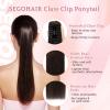 SEGOHAIR Human Hair Claw Clip Ponytail Extension 100% Real Human Hair Clip-In Extensions for Women Long Straight Pony Tails 14 Inches 105g #02 Dark Brown view 2
