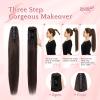 SEGOHAIR Human Hair Claw Clip Ponytail Extension 100% Real Human Hair Clip-In Extensions for Women Long Straight Pony Tails 14 Inches 105g #02 Dark Brown view 4