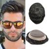 Toupee for Men Hair System Replacement Monofilament Mens Toupee Hairpieces Durable Poly Coated NPU Around Hair Piece For Men6*8-Medium light density#1B05 Off Black + 05% Gray view 1