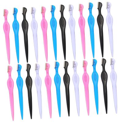 Baluue 24pcs Stainless Steel Eyebrow Razor Trimmer Facial Shaver for Travel Home Use