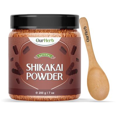 Natural Shikakai (Acacia concinna) Powder / for Hair Care / with Wooden Spoon - (200g | 7 Oz)