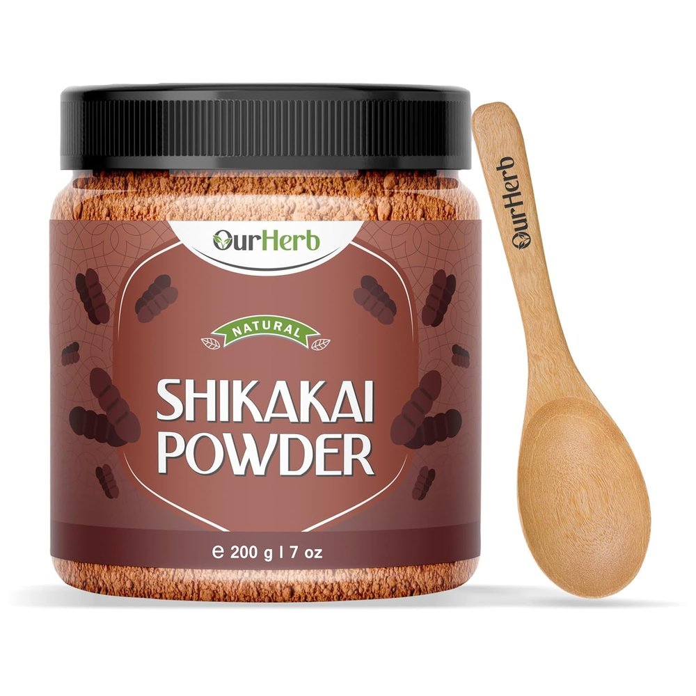 Natural Shikakai (Acacia concinna) Powder / for Hair Care / with Wooden Spoon - (200g | 7 Oz)