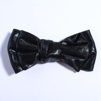 10Pcs 9.5CM New Sparkling Leather Hair Bow With Clip Metallic Fabric Bowknot Hair Tie For Hairpins Headband Accessories (10Pcs Black, With Clip)