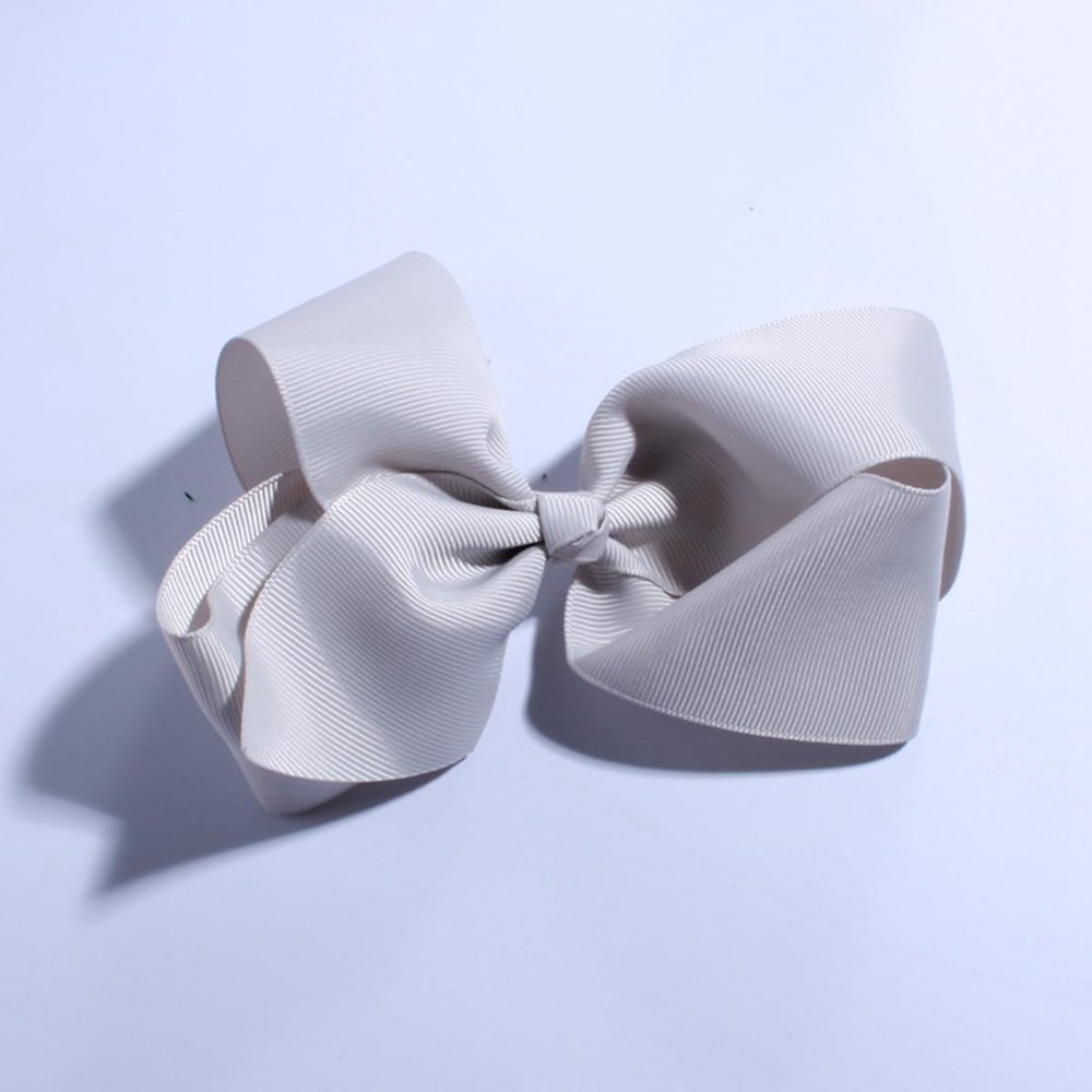 10Pcs Large Grosgrain Ribbon Hair Bows, 14cm, Hair Clips and Headband Accessories (10Pcs Silver, With Clip)