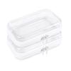 2 Pcs Clear Hard Shell Zipper Case, Portable Clear Zipper Pouches Hard Shell, Waterproof Plastic Transparent Storage Box Set with Double Zips for Cosmetic Stationery Toy Snack Storage view 1