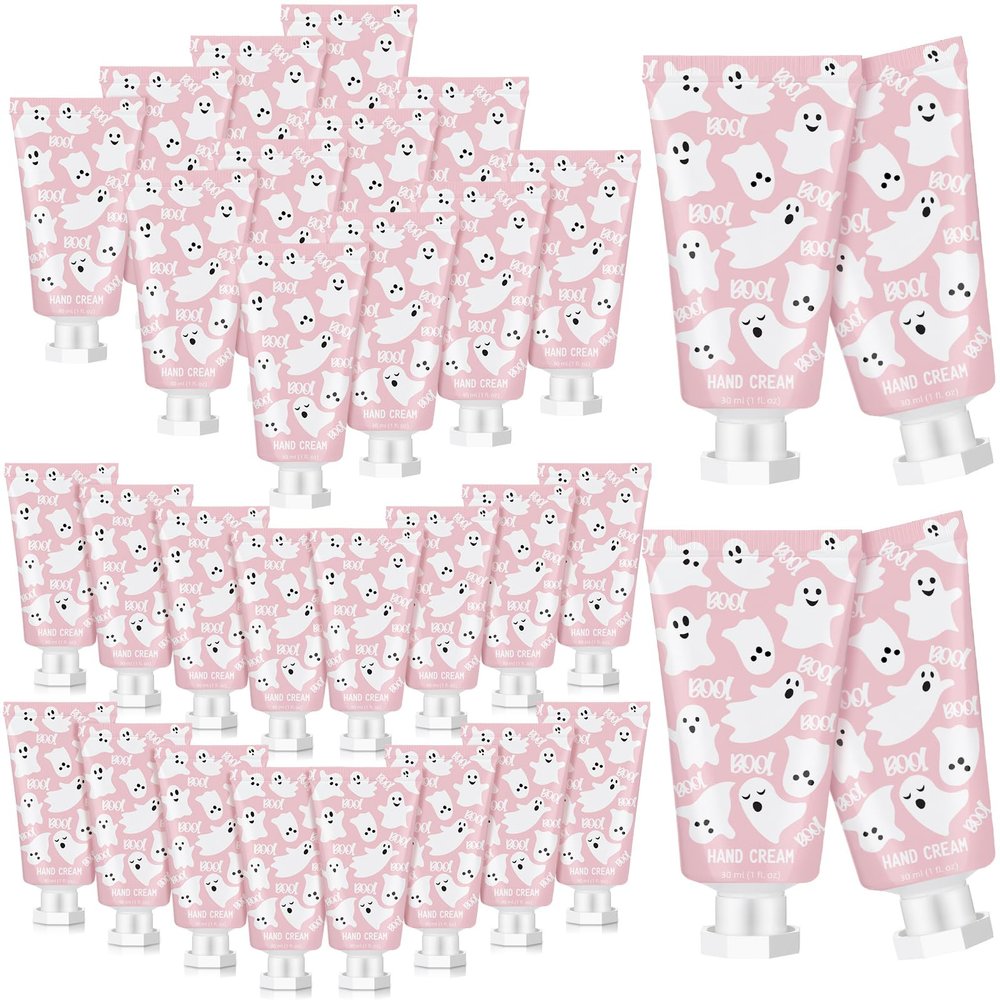 Heigble 48 Sets Pink Ghost Boo Hand Cream Gifts Bulk Halloween Hand Cream Travel Lotion Size Baby Shower Party Gifts Favors Pink Ghost Halloween Birthday Party Supplies for Guest