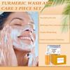 4Pcs Turmeric Wash and Care Three Piece Set,Tuemeric Facial Cleanser & Turmeric Soap Bar & Turmeric Face Scrub Pads,Face & Body Cleanser,Turmeric Cleansing Skincare Set, Deep Cleansing view 2