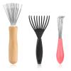 3Pcs Hair Brush Cleaner Tool Comb and Brush Cleaner Tool Set with Rake Design Metal Wire Comb Cleaners Wooden Handle Hair Remover Mini Instrument for Home and Salon Use Removing Dust Dirt view 1