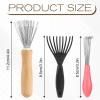 3Pcs Hair Brush Cleaner Tool Comb and Brush Cleaner Tool Set with Rake Design Metal Wire Comb Cleaners Wooden Handle Hair Remover Mini Instrument for Home and Salon Use Removing Dust Dirt view 2