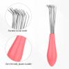 3Pcs Hair Brush Cleaner Tool Comb and Brush Cleaner Tool Set with Rake Design Metal Wire Comb Cleaners Wooden Handle Hair Remover Mini Instrument for Home and Salon Use Removing Dust Dirt view 3