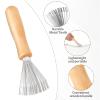 3Pcs Hair Brush Cleaner Tool Comb and Brush Cleaner Tool Set with Rake Design Metal Wire Comb Cleaners Wooden Handle Hair Remover Mini Instrument for Home and Salon Use Removing Dust Dirt view 4
