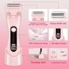 NaTuGi 2 in 1 Electric Shaver for Women Wet Dry Dual Use IPX7 Waterproof with LED Display USB Recharge Dock Dry Use Body Hair Trimmer and Facial Hair Remover for Bikini Underarm Leg Arm Face (Pink) view 3