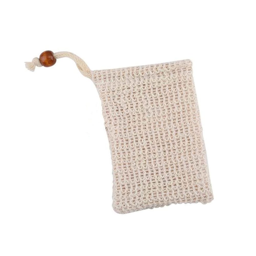 SAFIGLE Sisal Exfoliating Pouch Reusable Soap Net Holder for Bath Comfortable Touch Space-Saving Drawstring Bag