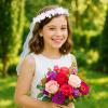 GEEHUA First Communion Headbands for Girls, White Flower Headband Veil Headpiece Floral Bridal Crown Bow Wedding Veils with Pearls Hair Wreath Accessories for Women Girls view 2