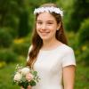 GEEHUA First Communion Headbands for Girls, White Flower Headband Veil Headpiece Floral Bridal Crown Bow Wedding Veils with Pearls Hair Wreath Accessories for Women Girls view 4