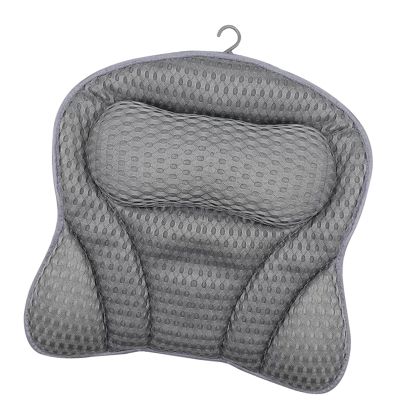 Bath Cushion Pad, Spa Headrest Pillow, Non Slip Suction Support, Breathable Mesh Texture, 1pc White, Great for Adult Relaxation in Bathroom Tub or Outdoor Garden Soaking