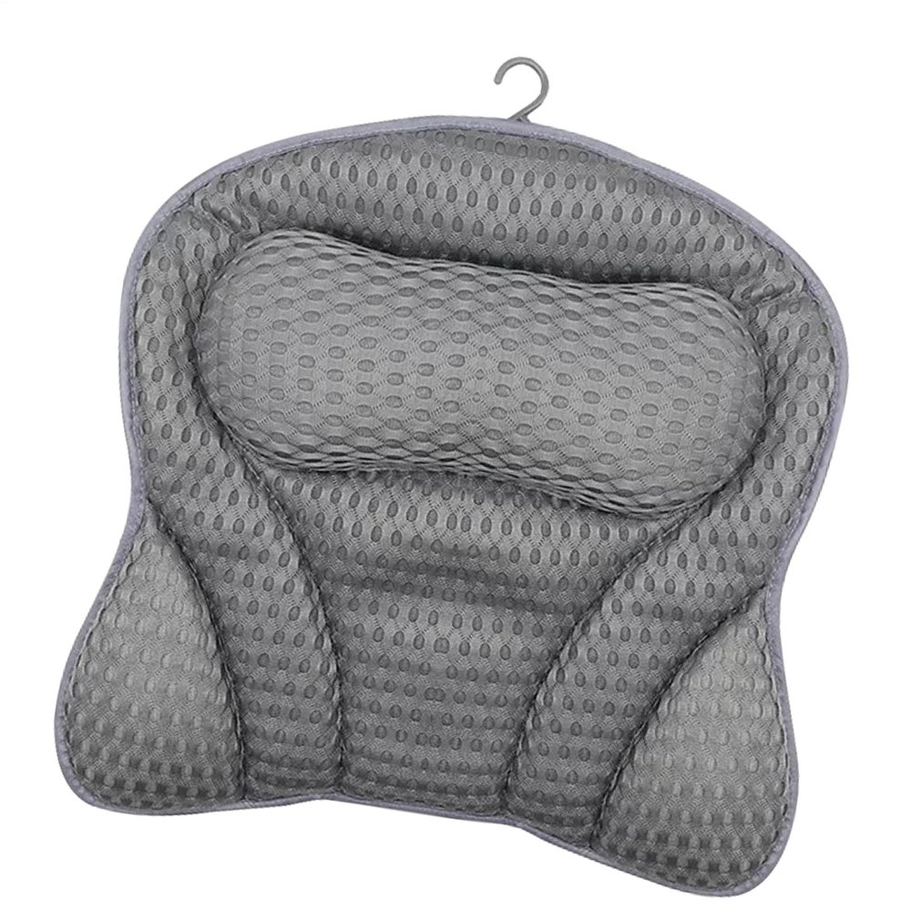 Bath Cushion Pad, Spa Headrest Pillow, Non Slip Suction Support, Breathable Mesh Texture, 1pc White, Great for Adult Relaxation in Bathroom Tub or Outdoor Garden Soaking