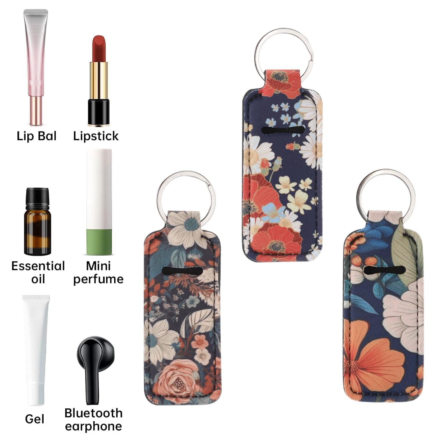 Caiqicome Chapstick Holder KeyChain Potable Lip Balm Holder Chapstick Lip Balm Holder Key Chain with Clip Lip Gloss Holders Keychain Lip Balm Sleeve Pouch Organizer for Women Girls view 3