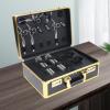 Portable Barber Case, Profesional Barber Suitcase with Code Lock, Large Capacity Barber Travel Case Briefcase Barber Box for Scissors, Trimmers, Combs, Brushes (Gold) view 4