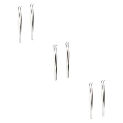 SAFIGLE 3sets Eyelashes Extension Tweezer Ingrown Hair Tweezer for Men Makeup Tools 2pcs*3