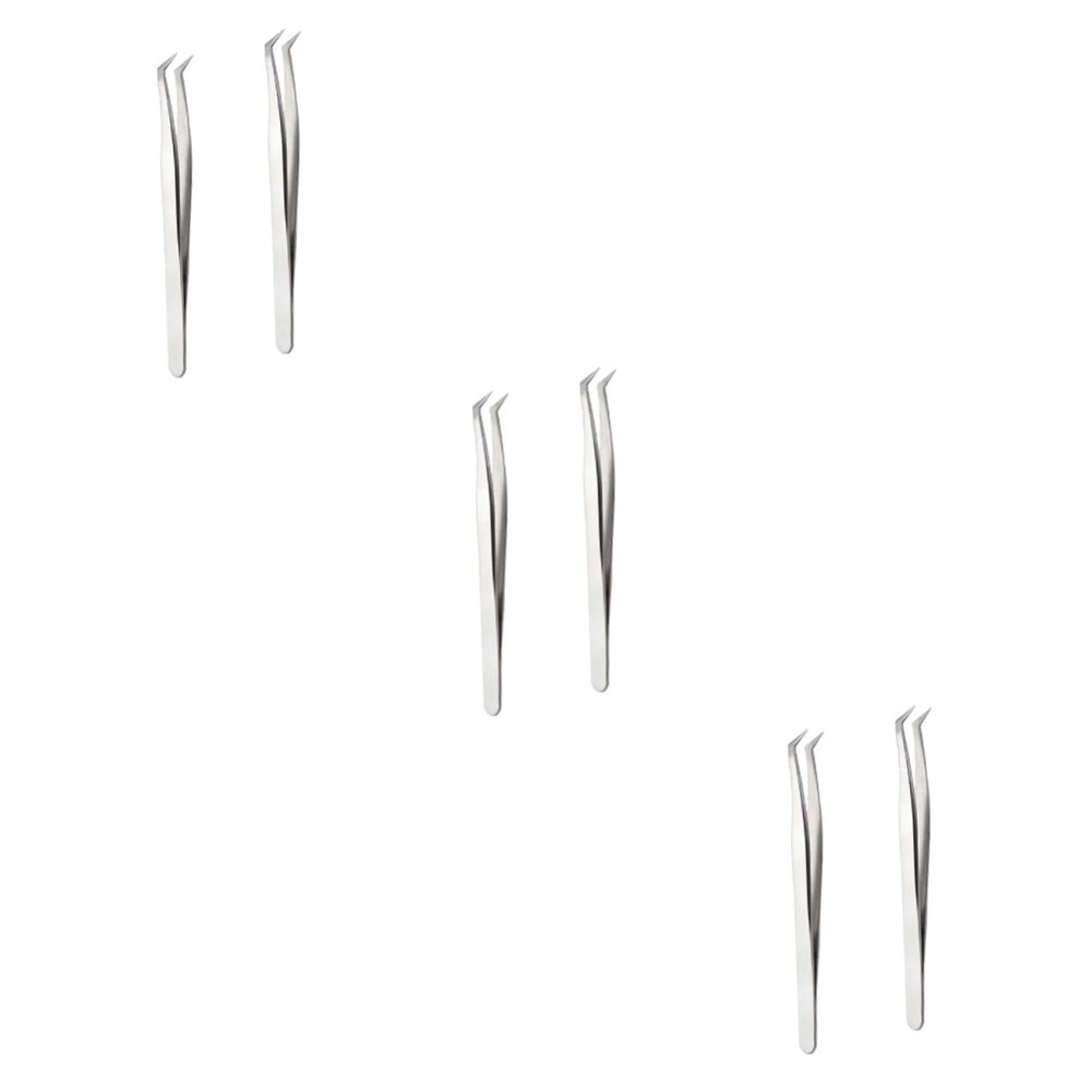 SAFIGLE 3sets Eyelashes Extension Tweezer Ingrown Hair Tweezer for Men Makeup Tools 2pcs*3