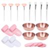 20Pcs Esthetician Facial Supplies Tools Set - Mask Applicator Tools, 4 Rose Gold Facial Bowls & 4 Facial Fan Mask Brushes & 4 Flat Brushes & 4 Sponges & 4 Headbands, Spa Party Favor, Mixing Facial Kit view 1