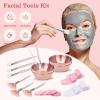 20Pcs Esthetician Facial Supplies Tools Set - Mask Applicator Tools, 4 Rose Gold Facial Bowls & 4 Facial Fan Mask Brushes & 4 Flat Brushes & 4 Sponges & 4 Headbands, Spa Party Favor, Mixing Facial Kit view 2