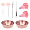 8 Pcs Face Mask Mixing Bowl Set - Esthetician Supplies, DIY Facemask Mixing Tool, Facial Mask Applicator Brushes Kit, 2 Rose Gold Facial Bowls, 2 Facial Fan Brushes, 2 Flat Brushes, 2 Measuring Spoons view 1