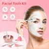 8 Pcs Face Mask Mixing Bowl Set - Esthetician Supplies, DIY Facemask Mixing Tool, Facial Mask Applicator Brushes Kit, 2 Rose Gold Facial Bowls, 2 Facial Fan Brushes, 2 Flat Brushes, 2 Measuring Spoons view 2