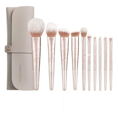 10pcs Long Rods Wooden Handle Makeup Brush Set Foundation Concealer Loose Powder Eyeshadow Blush Brushes