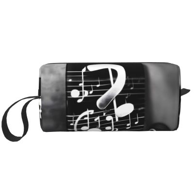 YQxwJL Black White Music Note print Cosmetic Makeup Bags Pouch with Zipper Makeup Bag Travel Cosmetic Bags,Travel Toiletry Case