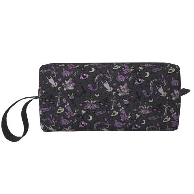 YQxwJL Purple Black Goth Spooky print Cosmetic Makeup Bags Pouch with Zipper Makeup Bag Travel Cosmetic Bags,Travel Toiletry Case