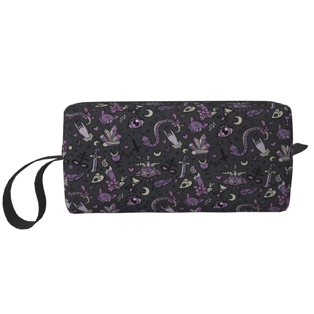 YQxwJL Purple Black Goth Spooky print Cosmetic Makeup Bags Pouch with Zipper Makeup Bag Travel Cosmetic Bags,Travel Toiletry Case