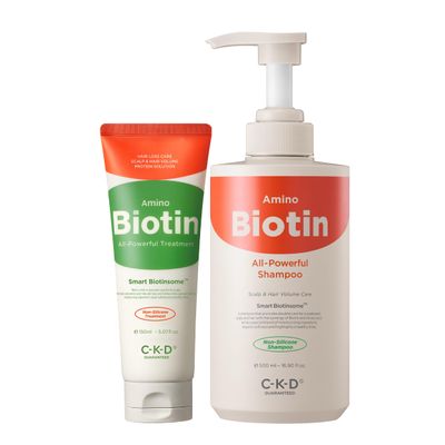 CKD Amino Biotin Shampoo & Treatment Set Silicone-Free Hair Care Bundle with Biotin, Amino Acids & Keratin Strengthens Hair, Reduces Hair Loss, Moisturizes & Repairs Korean Hair Care Duo