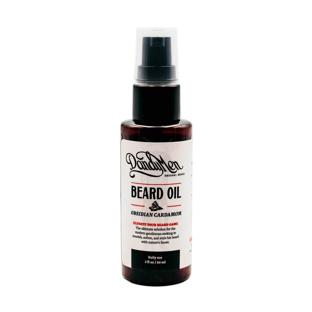 DandyMen Beard Oil | Hydrating and Conditioning Formula with Sweet Almond & Argan Oils | 2 oz (Obsidian Cardamom)