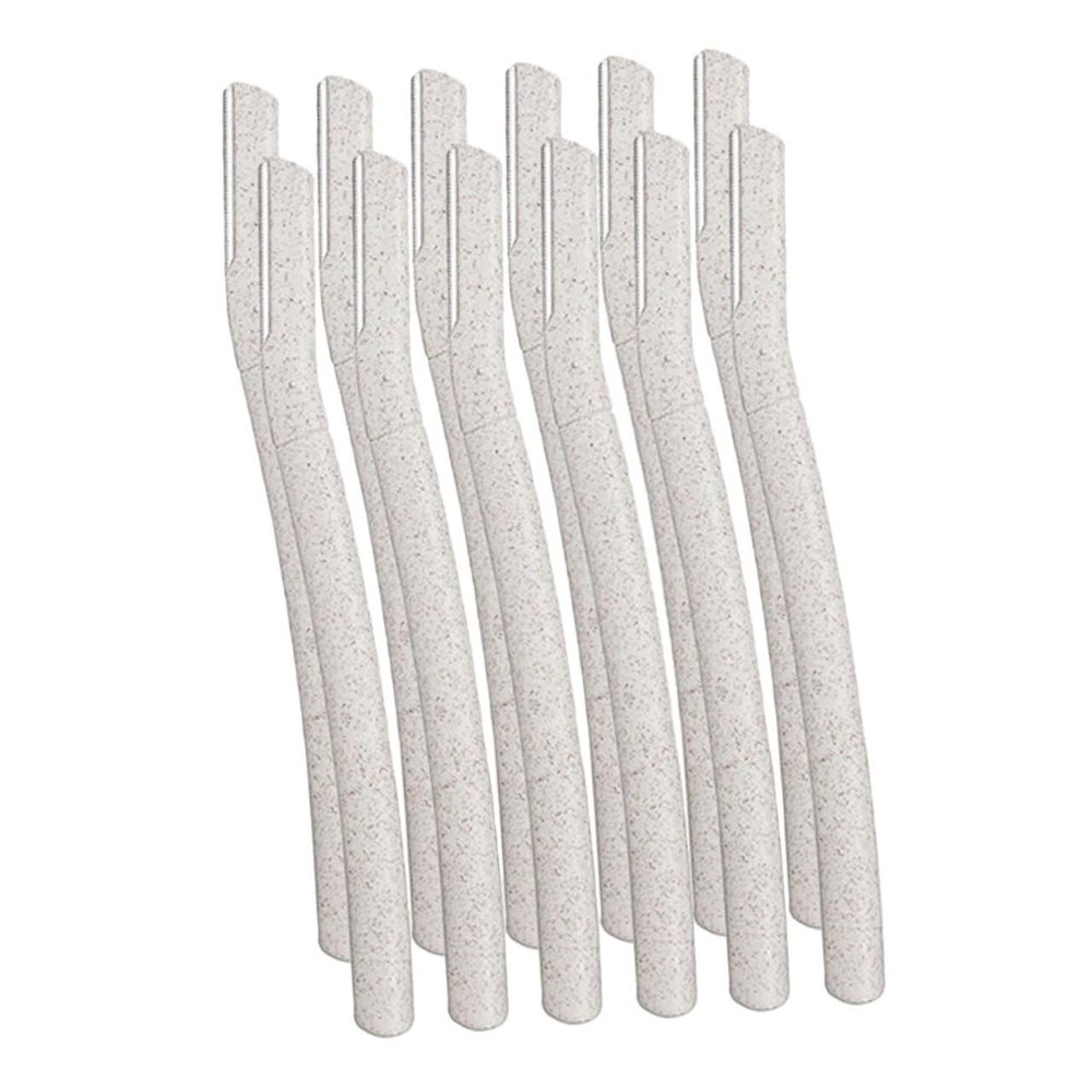 PartyKindom 12pcs Lightweight Eyebrow Shaver Straw Blades Brow Trimmer Face Hair Removal Hair Trimmer Brow Razor for Women
