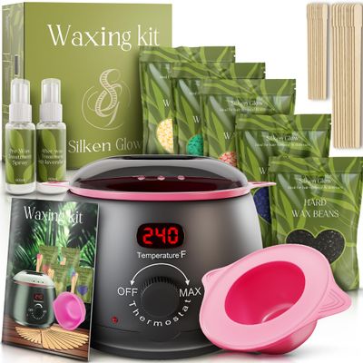 Wax Kit for Hair Removal, Wax Pot for Hair Removal for Face, Body, Leg, Bikini, Brazilian Wax, Waxing Kit for Women & Men (34 Accessories)