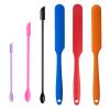 6pcs silicone double end scraper creative mini tip spatula cosmetics heat resistant safety spatula foundation make-up makeup tool, reusable rubber spatula beauty silicone stirrer for cosmetics kitchen view 1