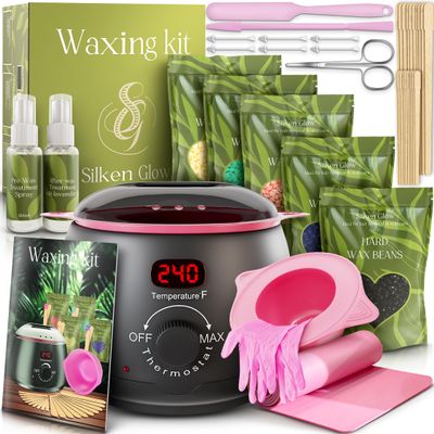 All-in-One Wax Warmer for Hair Removal  Hard Wax Kit with Wax Pot, Complete Body Waxing Kit for Women & Men (39 Accessories)