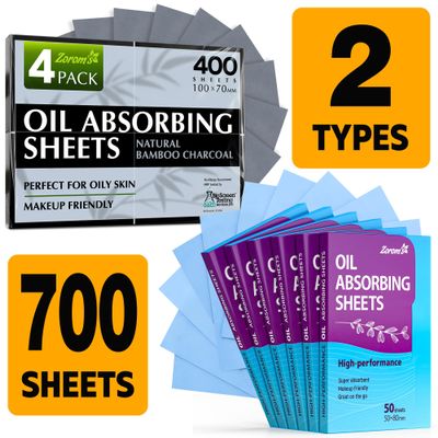 Save 10% on 700 Blotting Papers - High-Performance Oil Absorbing Sheets for Face - 6 pack + Natural Oil Blotting Sheets for Face with Bamboo Charcoal - 4 pack